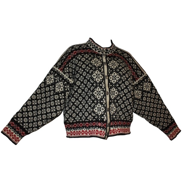 Vintage Selbu Norwegian Wool Cardigan Fair Isle Nordic Heritage Sweater SZ Small - Picture 12 of 14